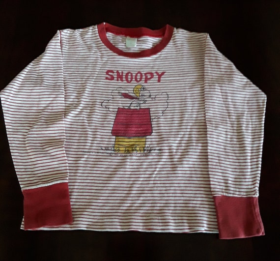 Vintage Unisex Kids Snoopy Shirt, Peanuts Tee, Red