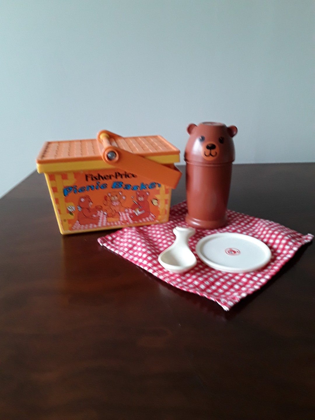 Fisherprice Picnic Basket Complete Set 677, Vintage 70s Pretend Play