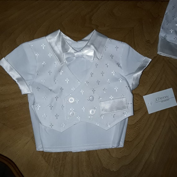 Vintage Boys Christening 3 Piece Outfit, NOS Baby… - image 10