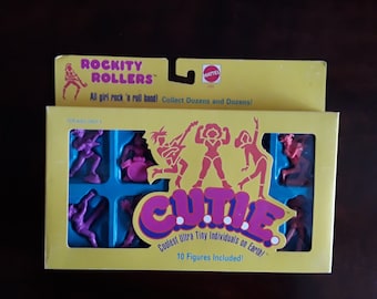 Vintage Mattel CUTIE Dolls, 1980s Rockity Rollers Boxed Set C.U.T.I.E. Toy Figurines