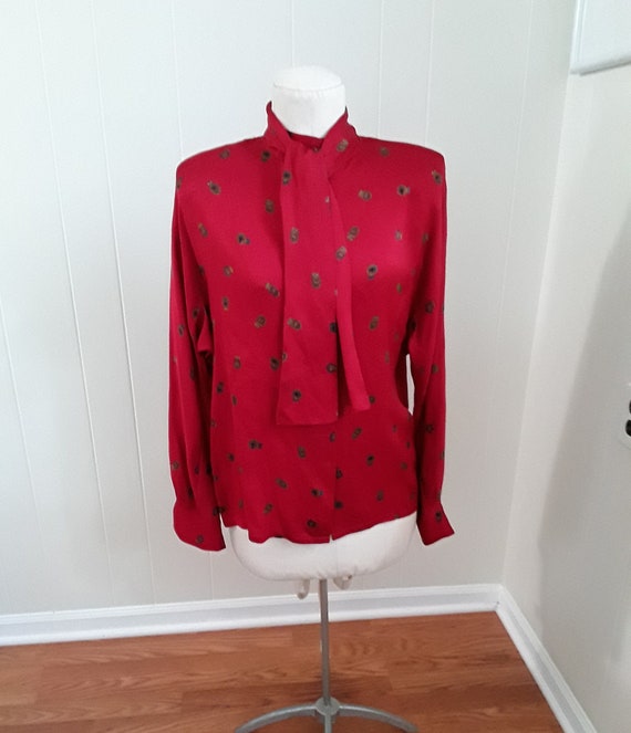 トップス vintage Ellen Tracy dot frill bow blouse vintage Ellen Tracy dot frill bow blouse