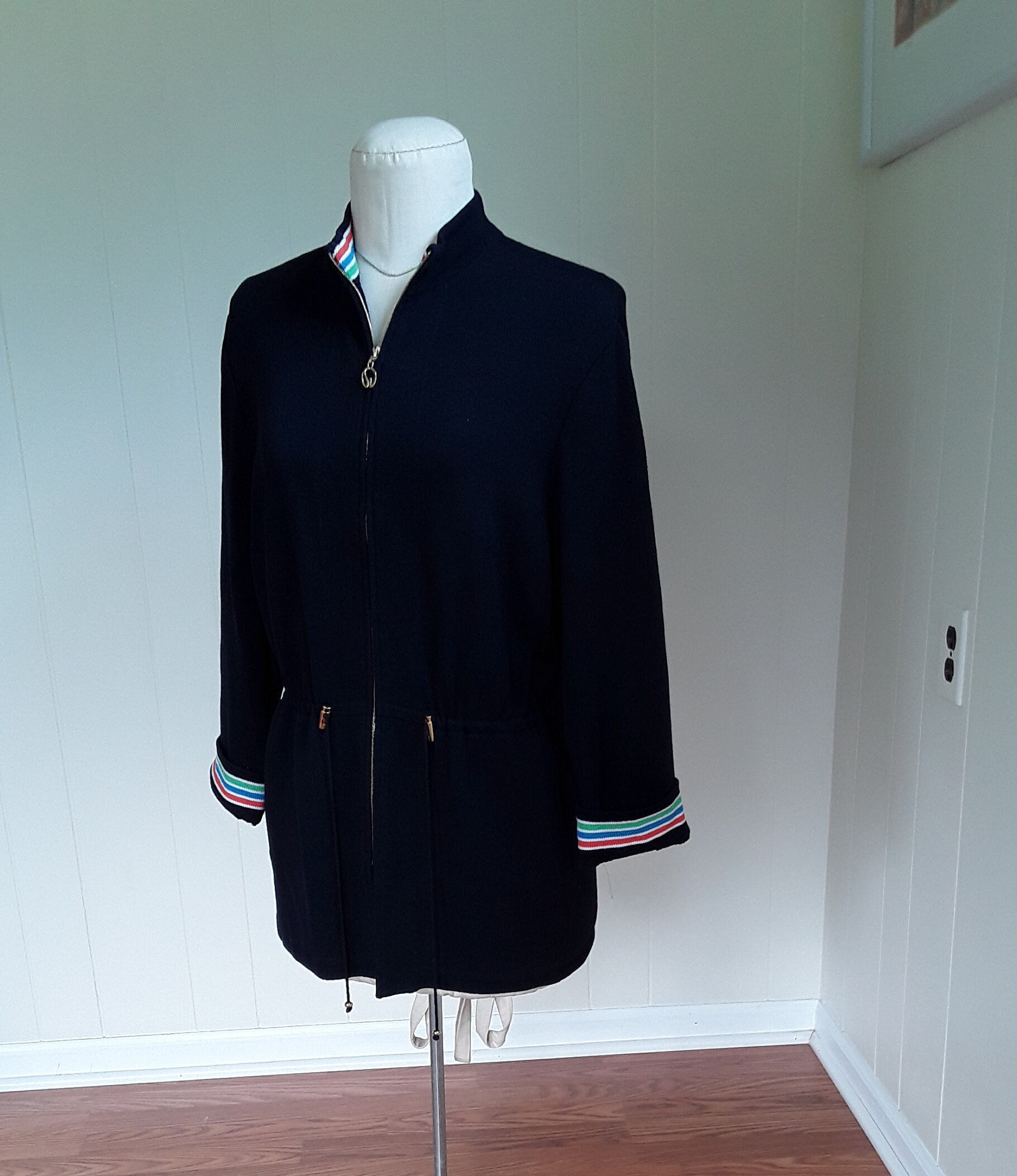 Marie Gray Sweater Jacket Zip Front 