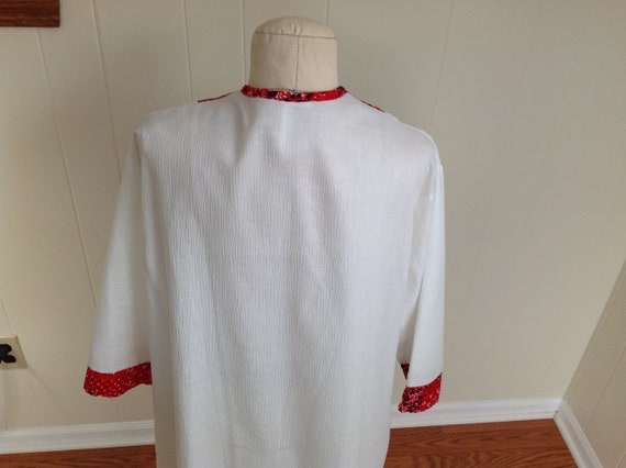 Retro Long Sleeve White Maxi Dress with Red Banda… - image 4