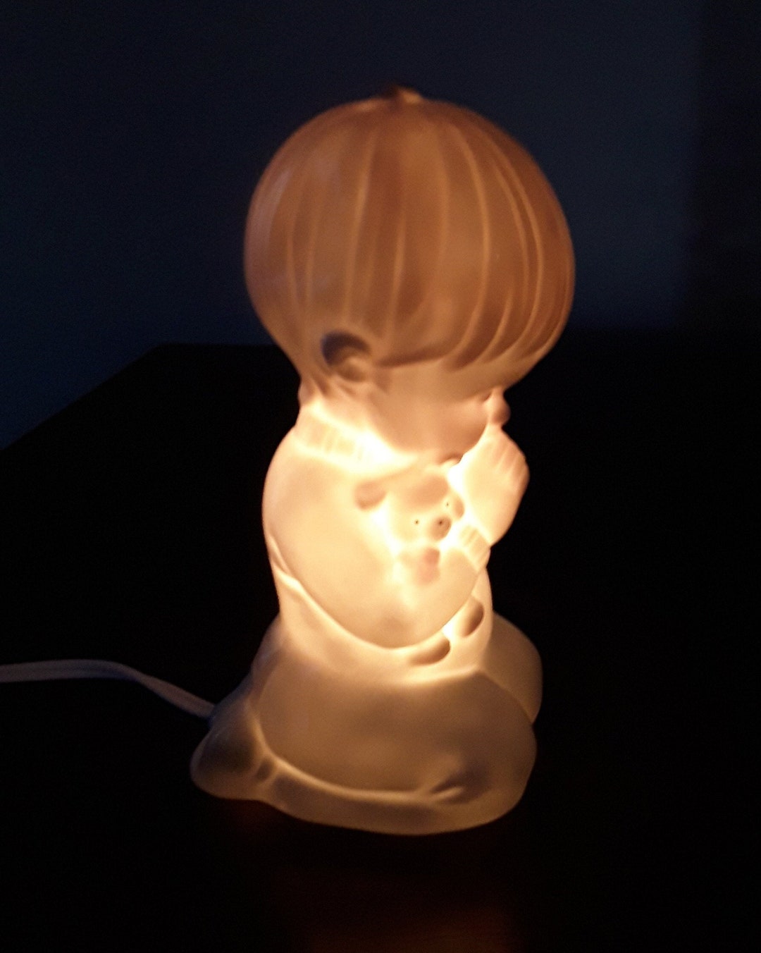 Vintage Enesco Night Light Figurine Praying Boy With Teddy Etsy