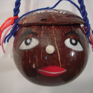 Vintage Souvenir from Hawaii, Hawaiian Coconut Purse, Lined Coconut Shell, Island Decor, Tiki Party Decorations