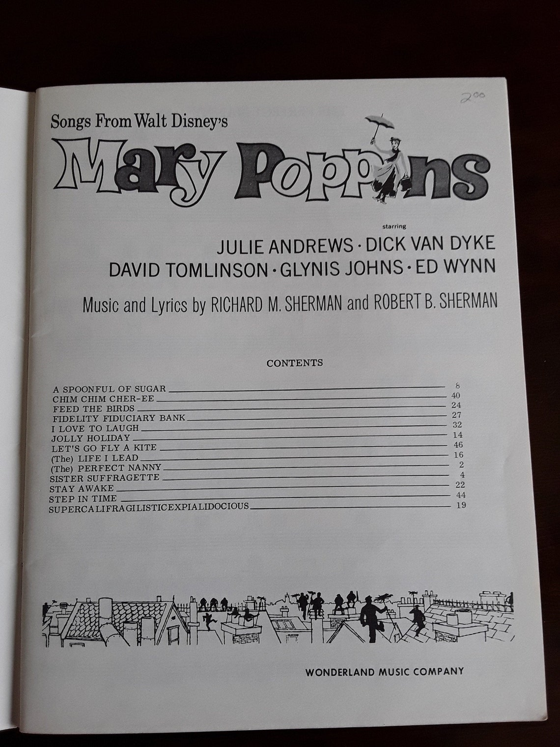 Mary Poppins Souvenir Song Album Sheet Music Songs From Walt Etsy