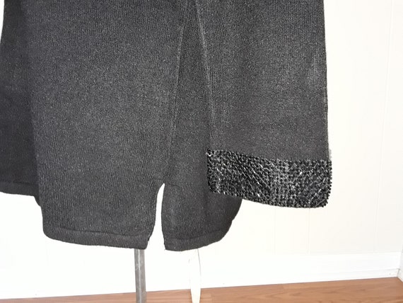 Two Piece Black Cardigan and Sleeveless Sweater Set Beaded Black Twin Sweater Set Size XL