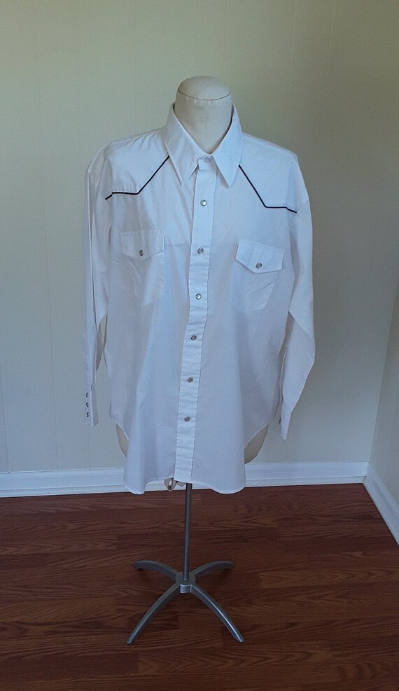 Vintage Men's High Noon Western Shirt, White Long 