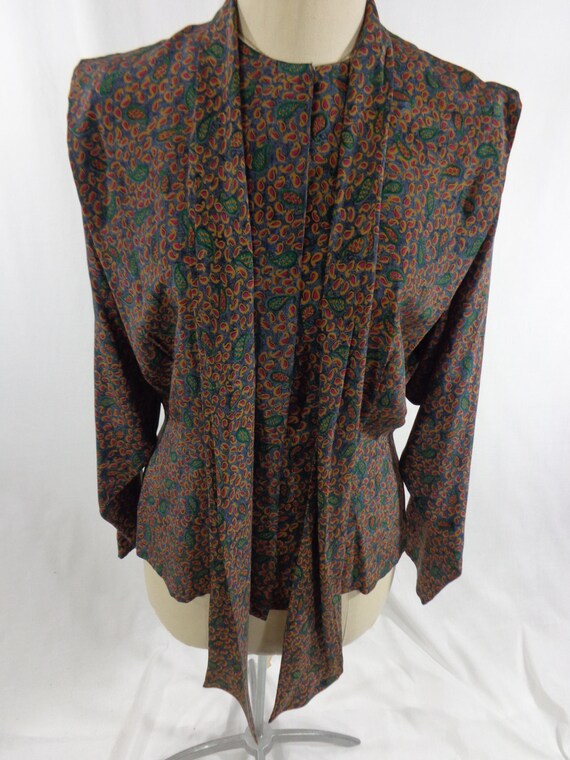 Vintage Silk Blouse, Oleg Cassini Silk Blouse & Sc