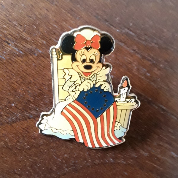 Minnie Mouse Pin Designed by Eastman Kodak Co, Walt Disney Betsy Ross Bicentennial Patriotic Colonial Theme