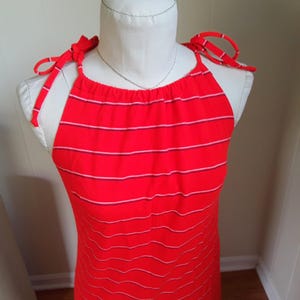 Vintage Red Maxi Dress, Self Tie Shoulder Strap Ankle Length Spaghetti Strap Dress, Vacation Wear, Beach Dress