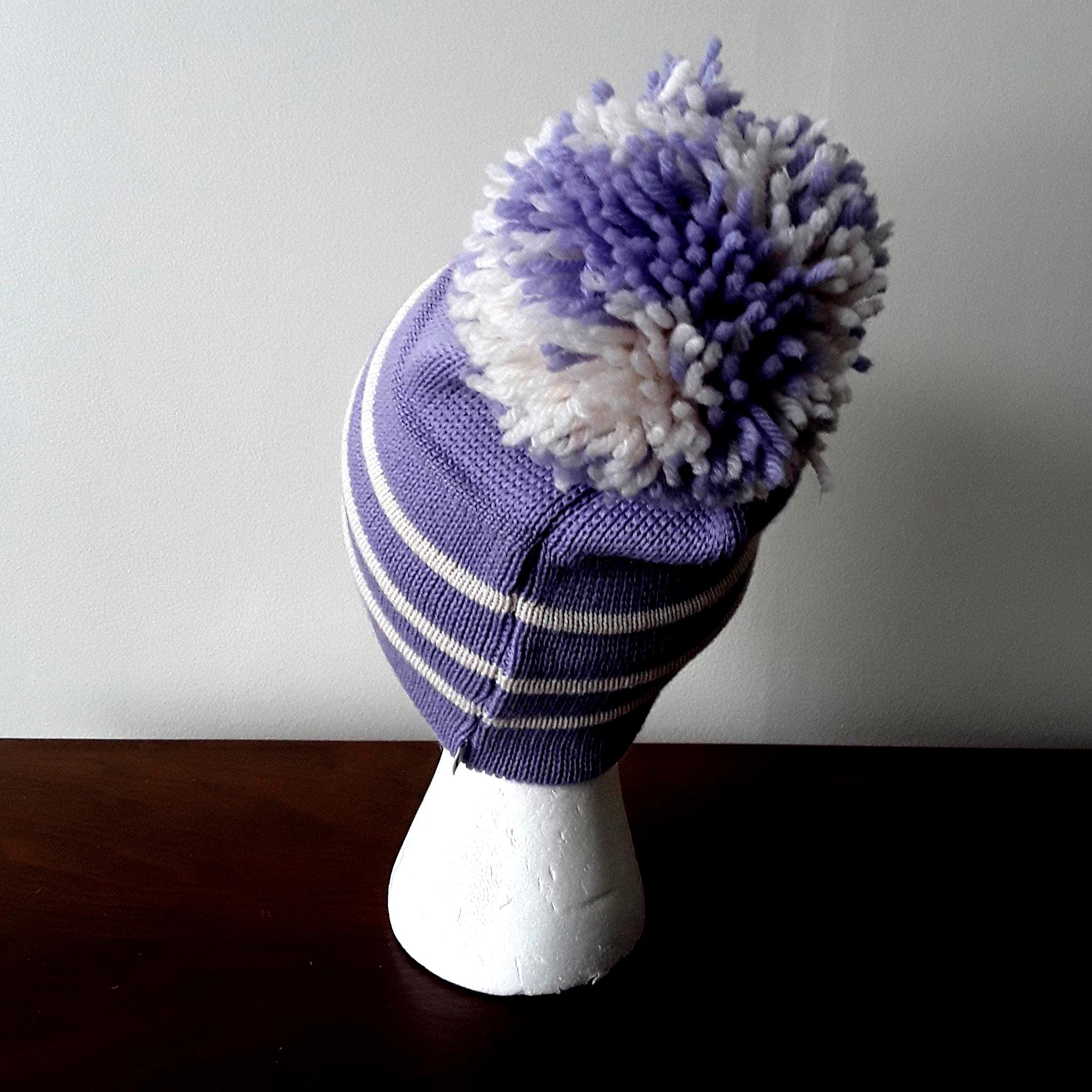 Vintage Smiley - Purple knit wool ear flap ski hat Made in Sparks NV OS Vintage Smiley Ski Hat 100% pure wool | eBay main image 3