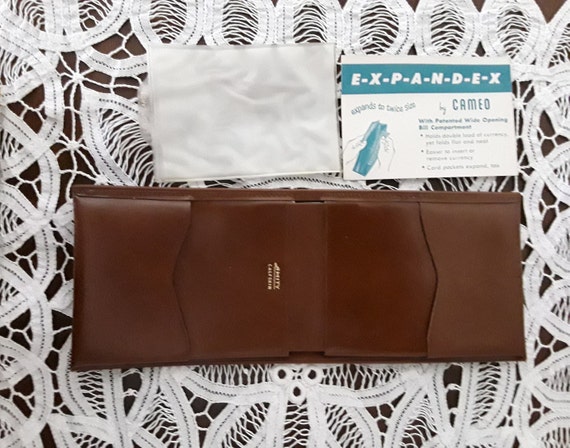 Vintage Men's Leather Wallet, NOS Cameo Brown Cal… - image 1