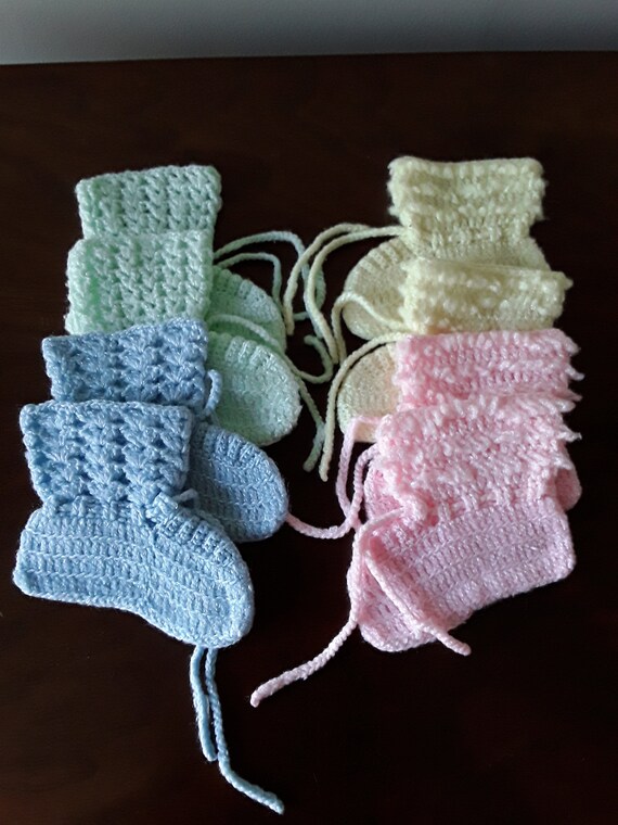 Handmade Baby Boooties Sets, Pink and Yellow Baby 