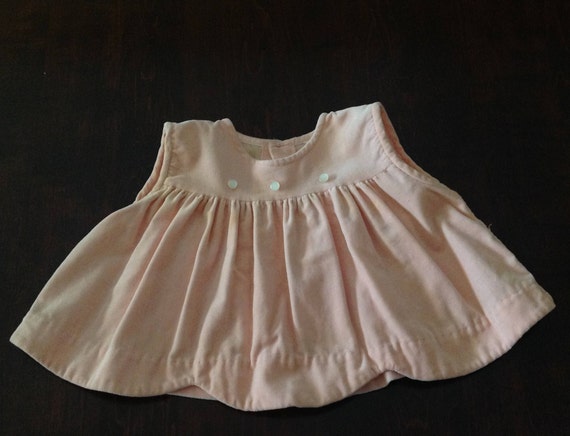 Vintage Baby Girls' Pink Velvet Jumper Dress, 60s… - image 4