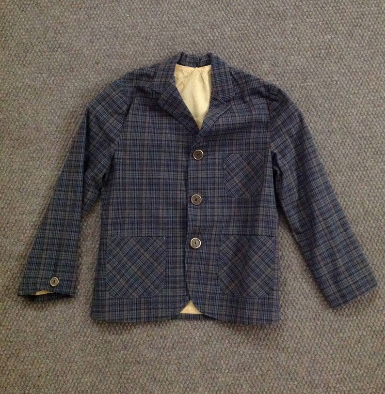 Vintage Boy/'s Blazer 1960s Plaid Sports Jacket Sears Roebuck Retro Cotton Jacket Boys/'