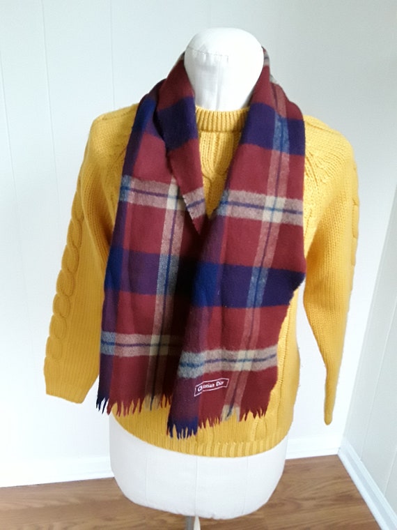 Men's Merino Wool Scarf, Vintage Christian Dior P… - image 3