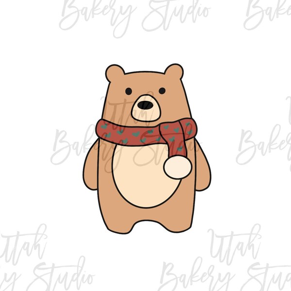 Christmas Bear with Scarf Cookie Cutter