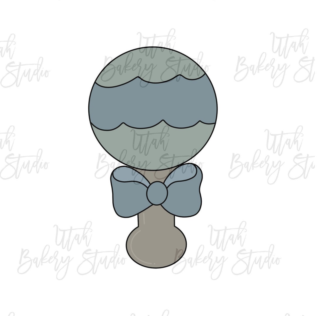 Baby Girl Boy Rattle With Big Bow Cookie Cutter Etsy