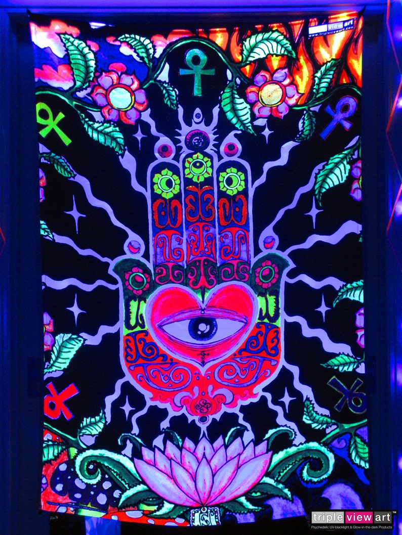 The Hand UV Black Light Fluorescent Glow Psychedelic Psy Goa image 5