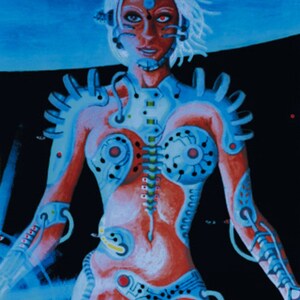 Biomechanoid UV Black Light Fluorescent & Glow In The Dark Phosphorescent Psychedelic Psy Goa Trance Art Postcard image 3