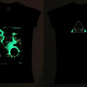 Merlin UV Black Light Fluorescent & Glow In The Dark Phosphorescent Psychedelic Psy Goa Trance Art Club Womens T-shirt image 4