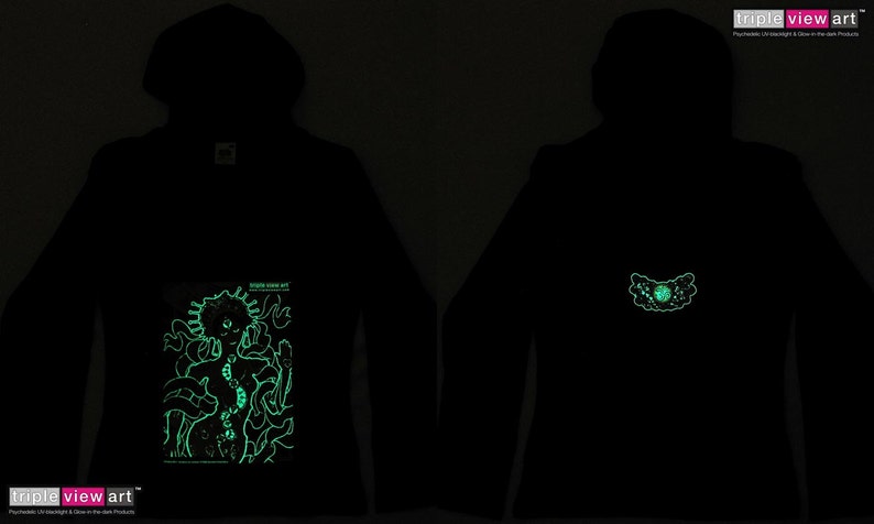 Chakra Girl UV Black Light Fluorescent & Glow In The Dark Phosphorescent Psychedelic Psy Goa Trance Art Club Womens Hoodie image 5