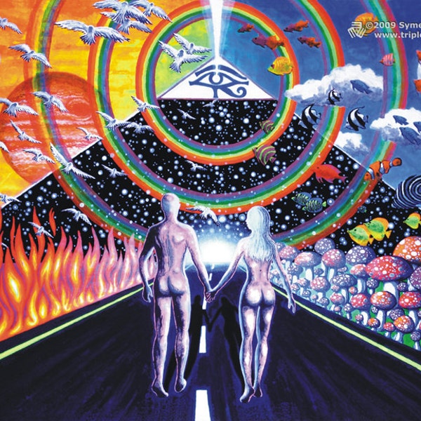 New Horizons UV Black Light Fluorescent & Glow In The Dark Phosphorescent Psychedelic Psy Goa Trance Art Postcard
