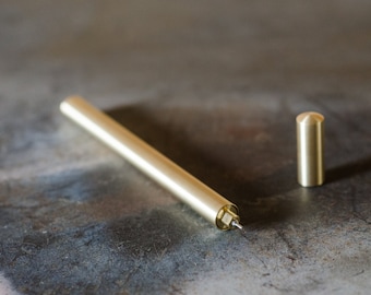 ATELEIA Solid Brass Pen (accepts Rollerball, Ballpoint, Fineliner, and Gel Pen refills) - Naturally Anti-microbial