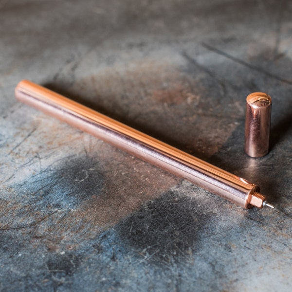 ATELEIA Solid Copper Pen (accepts Rollerball, Gel, Ballpoint and Fineliner refills) - Naturally Anti-microbial