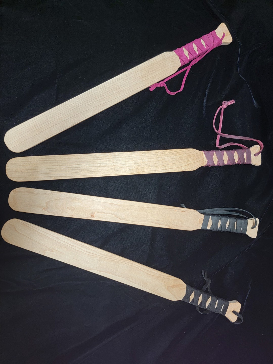 Maple Hardwood ruler Style Paddle With Leather Wrapped Handle - Etsy