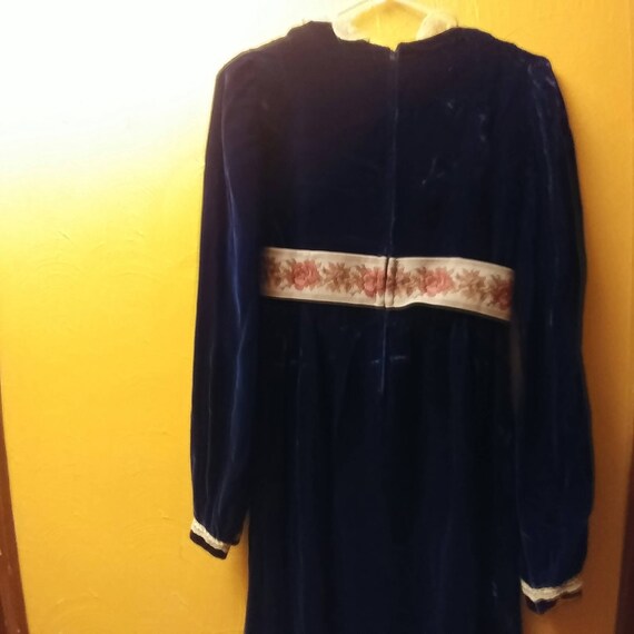 Royal Blue Velvet Vintage Dress - image 3