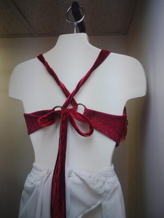 ruby red beaded belly dance top - image 1