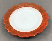 N8587 Chinese Gilt Gold Iron Red Glaze Porcelain Plate w Qianlong Mark