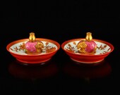 N7735 A Pair Chinese Gilt Gold Porcelain Elephant Candlesticks w Qianlong Mark