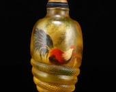 N04731 Vintage Chinese Peking Glass Inside Painting Snuff Bottle w Agate Stopper
