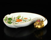 N7550 Chinese Gilt Gold Famille Rose Porcelain Pig Head Brush Washer w Qianlong Mark