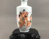 N8495 Chinese Gilt Edge Famille Rose Porcelain Poetic Prose Vase w Qianlong Mark