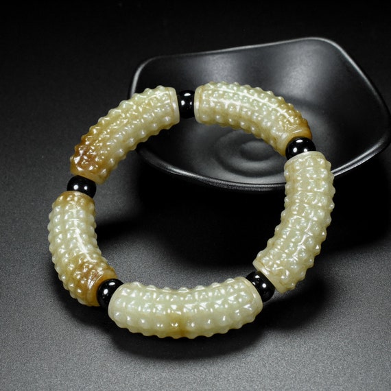 N3993 Old Chinese Hetian Jade Bracelet - image 1