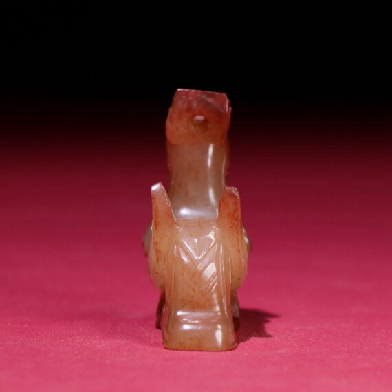 N0745 Vintage Chinese Hetian Jade Carved Phoenix … - image 7