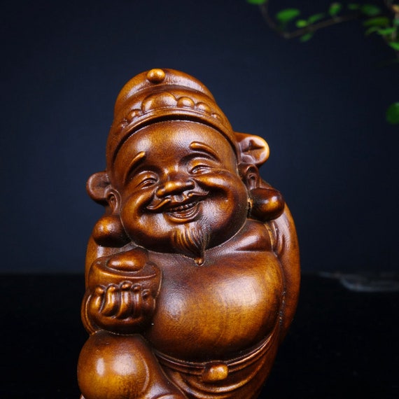 E8966 Chinese Boxwood Wood Carved Fortune Taoism … - image 2