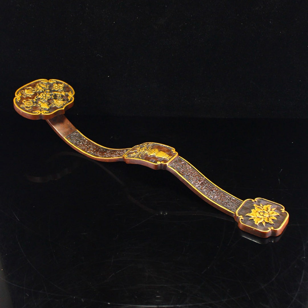 N4699 Vintage Chinese Gilt Gold Bronze Ruyi Scepter Statue - Etsy