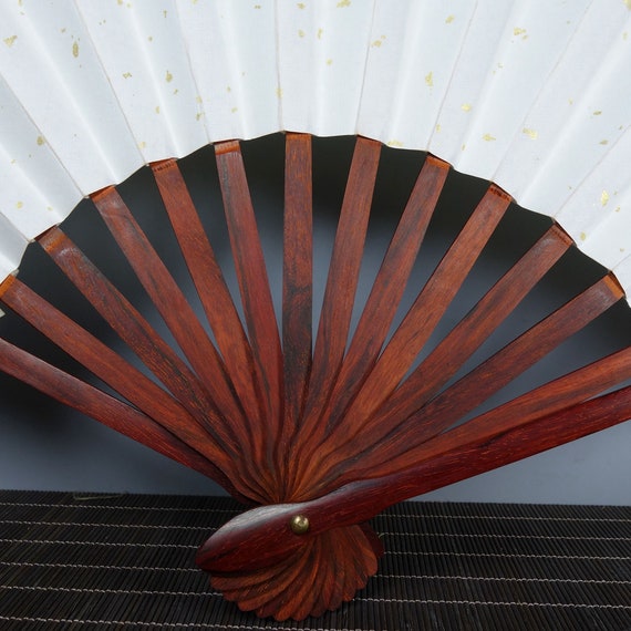 E9686 Chinese Zitan Wood & Xuan Paper Fan - image 4