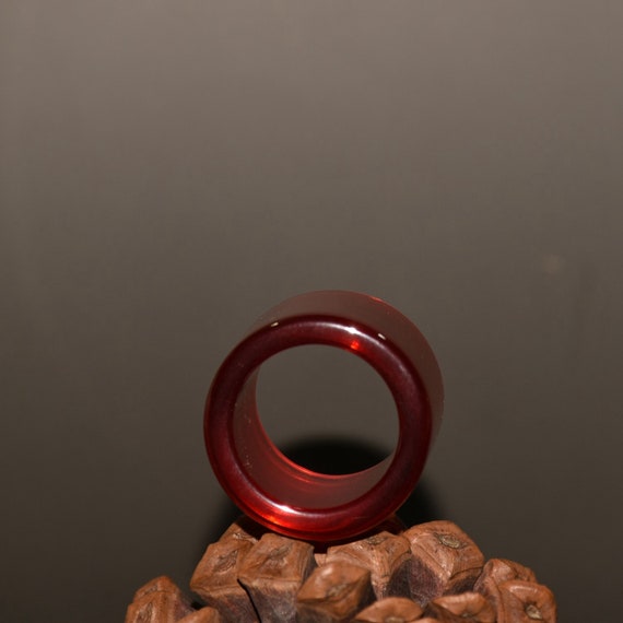 N1344 Beautiful Chinese Red Zircon Thumb Ring - image 9