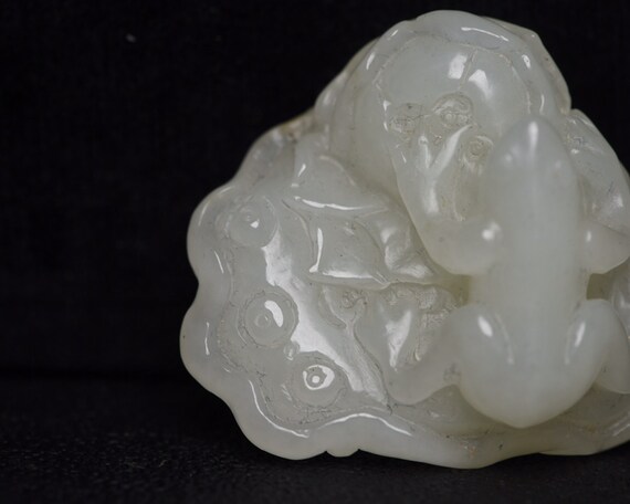 E7282 Chinese Natural White Hetian Jade Carved Fr… - image 7