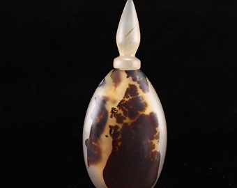 N1551 Tabatière en agate naturelle de Chine avec bouchon