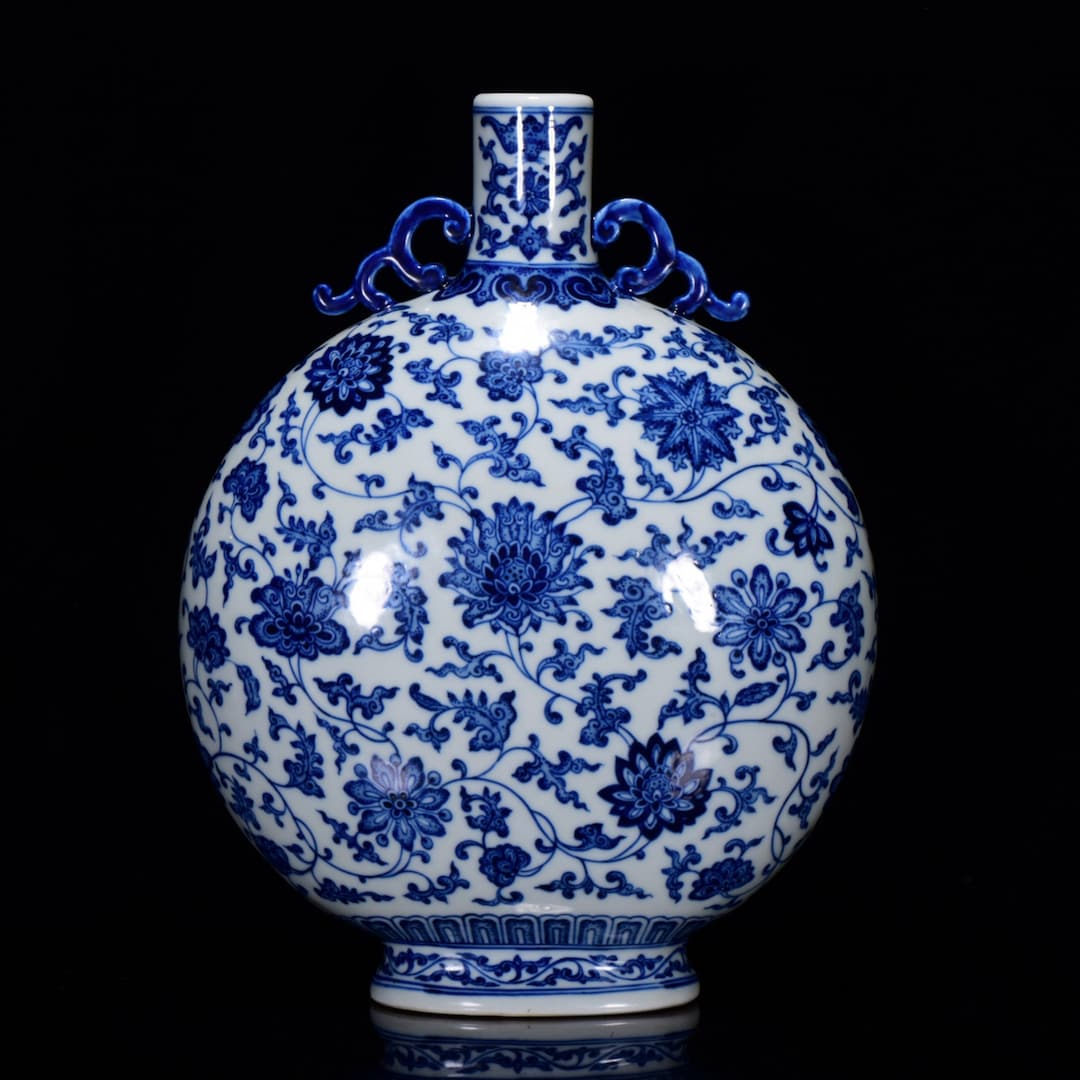A7946 Chinese Blue and White Porcelain Double Ear Vase W Etsy