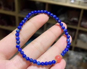 N1563 4MM Chinese Lapis Lazuli & Agate Beads Bracelet