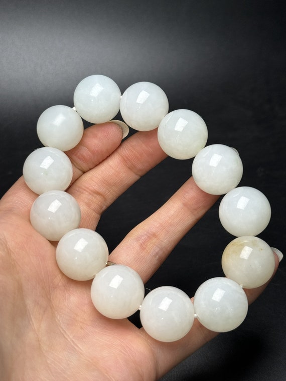 N0958 Superb Chinese Natural Hetian Jade Beads Br… - image 9