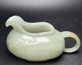 N1815 Chinese Natural Hetian Jade Carved Teapot